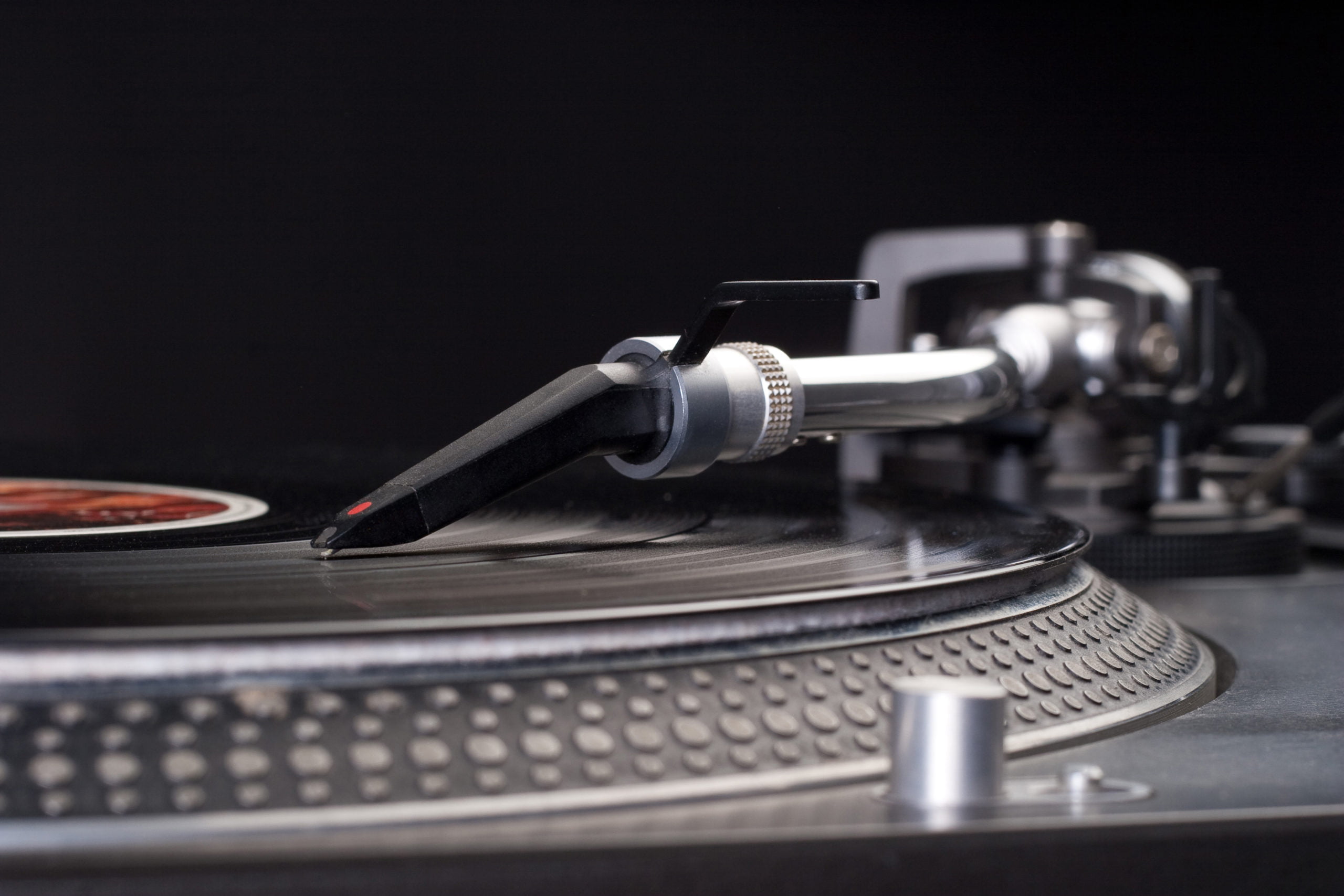 Dj’s turntable closeup Direct drive turntable system