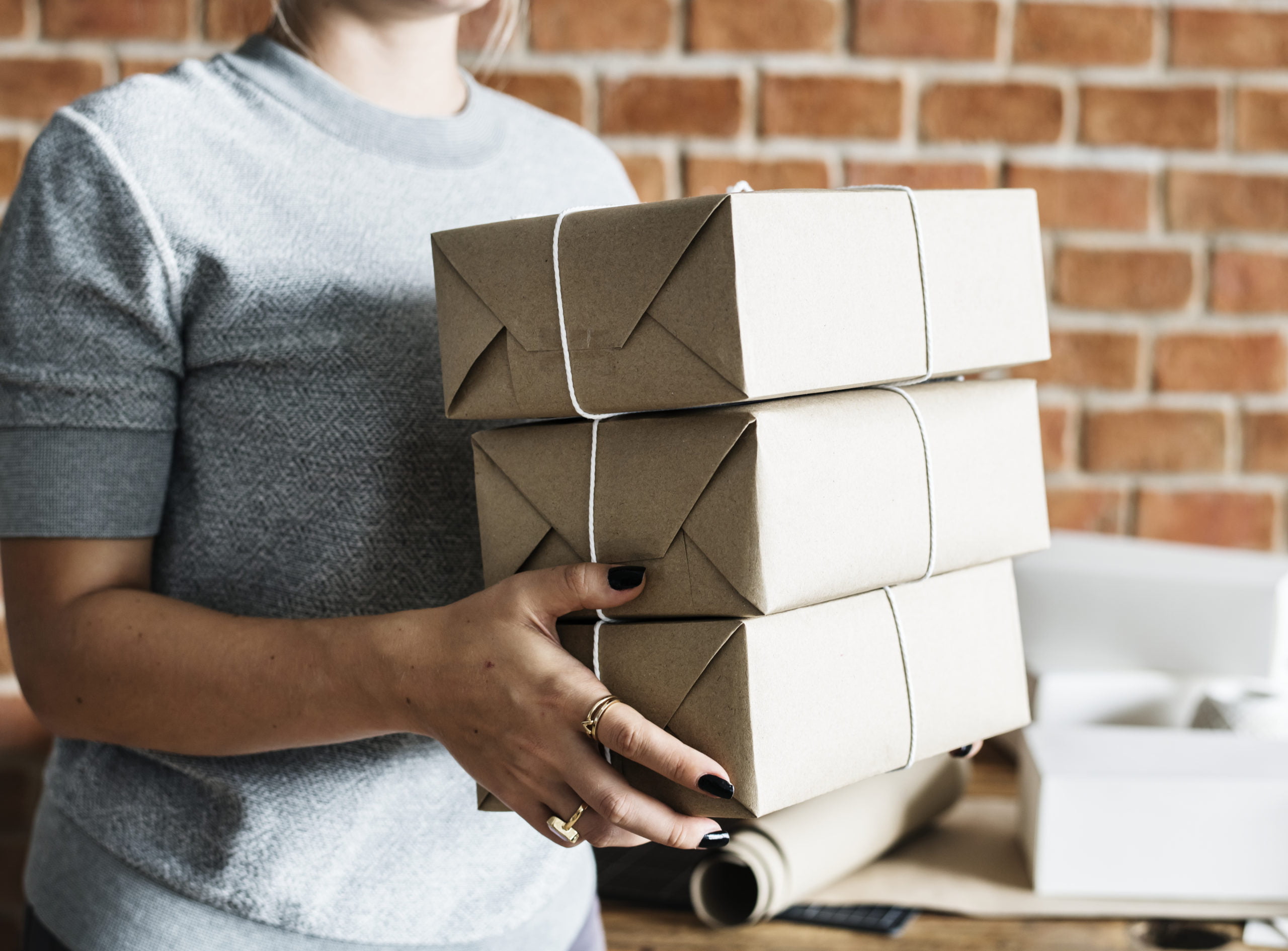 Woman working at parcel service